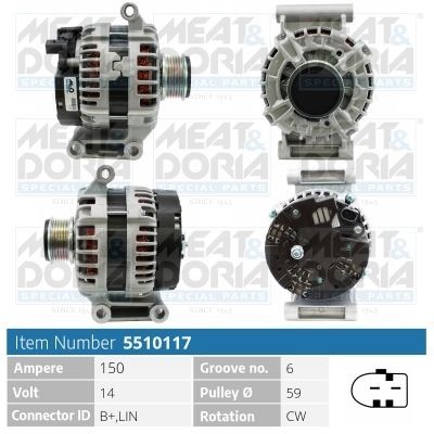 MEAT & DORIA Alternator 5510117 FORD KA MEAT & DORIA alternator 5510117
