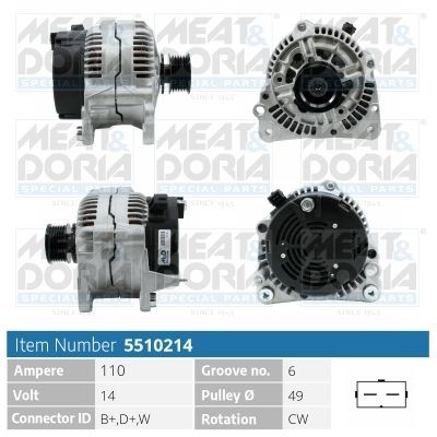 MEAT & DORIA Alternateur 5510214 Dynamo MEAT & DORIA ECOSPORT 5510214 pas cher