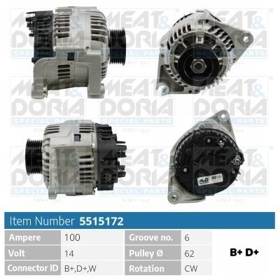 MEAT & DORIA Alternatore 5515172 5515172 costo Alternatore MEAT & DORIA PEUGEOT 309
