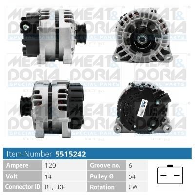 MEAT & DORIA Ģenerators 5515242 5515242 Ģenerators PEUGEOT 307 MEAT & DORIA