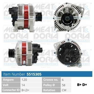 MEAT & DORIA Ģenerators 5515305 Ģenerators MEAT & DORIA Peugeot 307 5515305