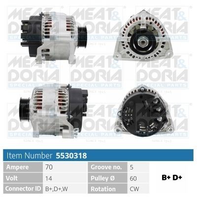 MEAT & DORIA Dynamo / Alternator 5530318 MEAT & DORIA 5530318 Generator Ford Fiesta Mk4 JVS goedkoop