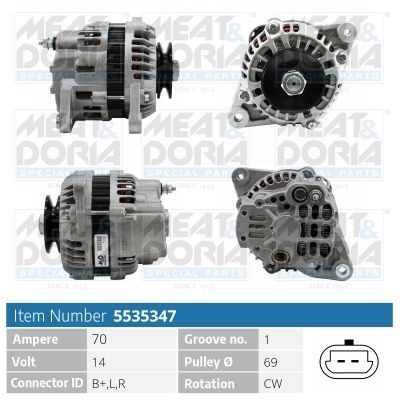 MEAT & DORIA Δυναμό 5535347 5535347 Δυναμό αυτοκινήτου MITSUBISHI OUTLANDER MEAT & DORIA