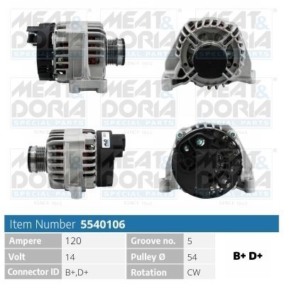 MEAT & DORIA Lichtmaschine 5540106 Startergenerator MEAT & DORIA Alfa Romeo 147 5540106