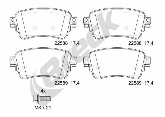 BRECK Brake pad set 22588 00 703 00 22588 00 703 00 BRECK brake pads for SUZUKI GRAND VITARA