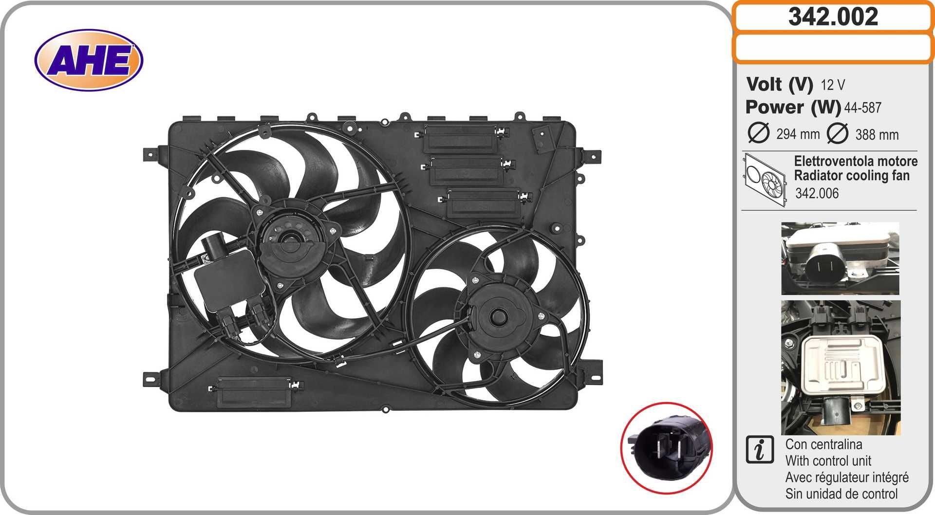 Koelventilator AHE 342.002 AHE 342.002: Ventilator Land Rover FREELANDER 2000