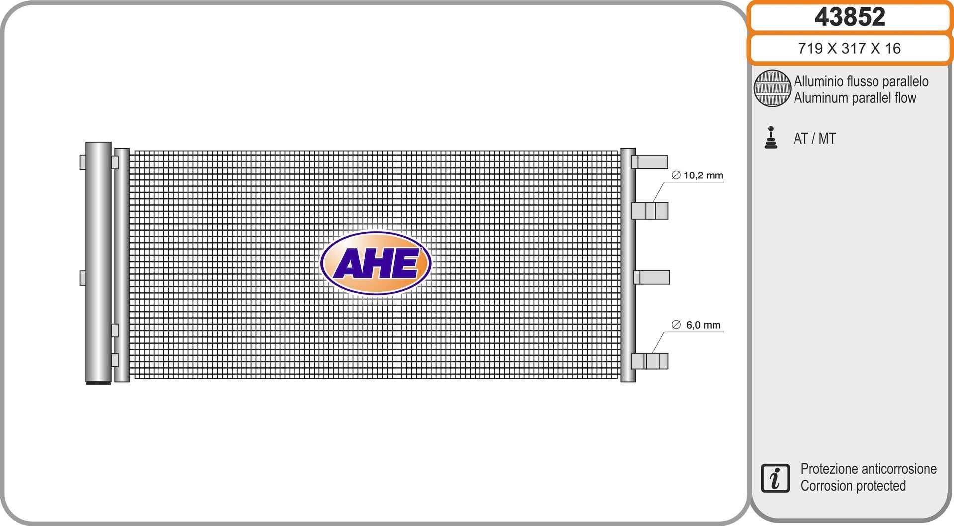 AHE Condensatore climatizzatore 43852 AHE 43852 costo Radiatore aria condizionata Ford Transit V363 originale