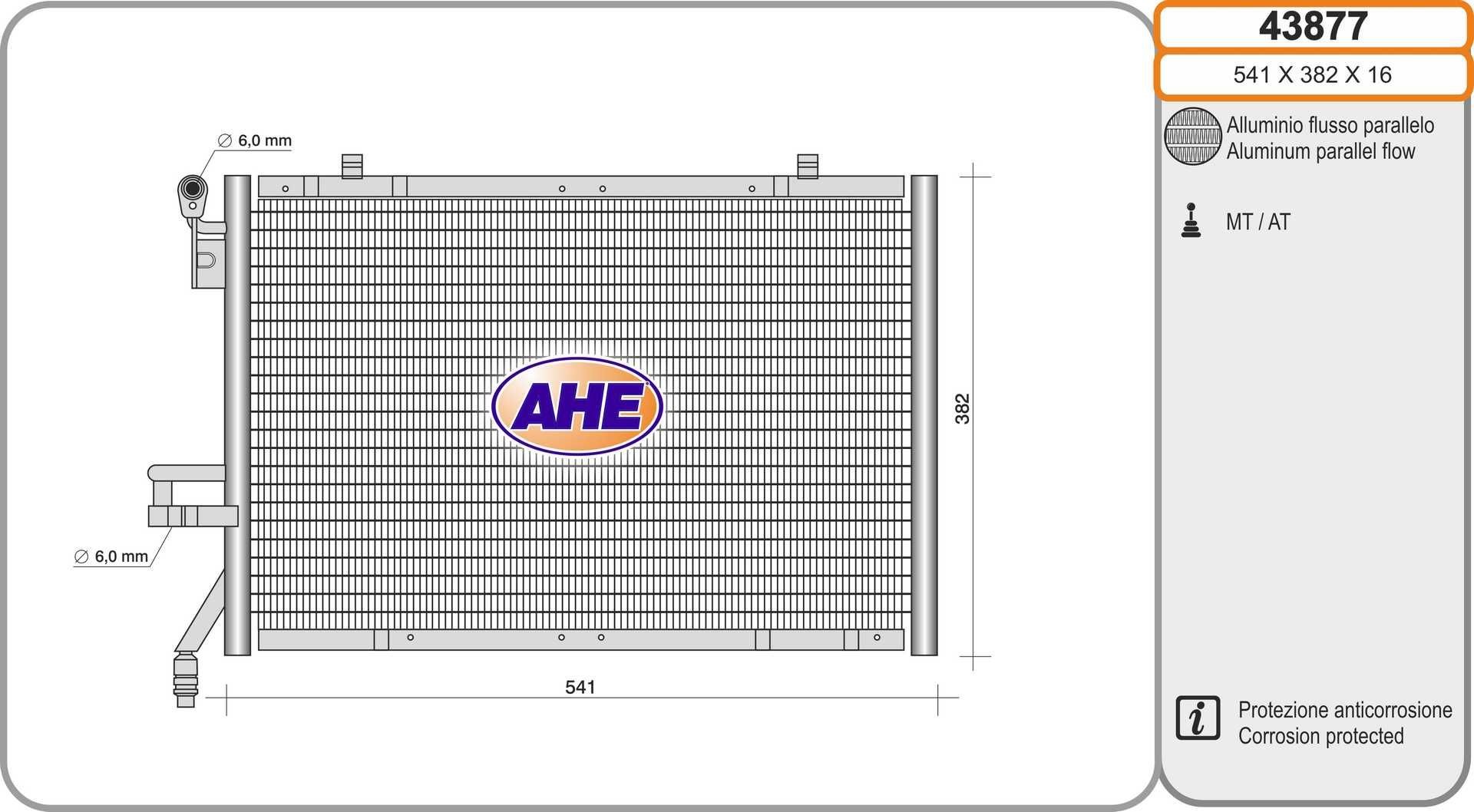 AHE Kondensor, klimatanläggning 43877 43877 AHE kondensor ac FORD TOURNEO CONNECT
