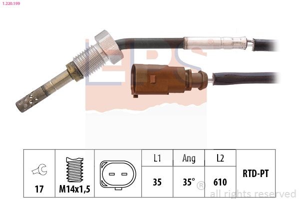 EPS Andur, heitgaasitemperatuur 1.220.199 Heitgaasi temperatuuri andur EPS MITSUBISHI 1.220.199