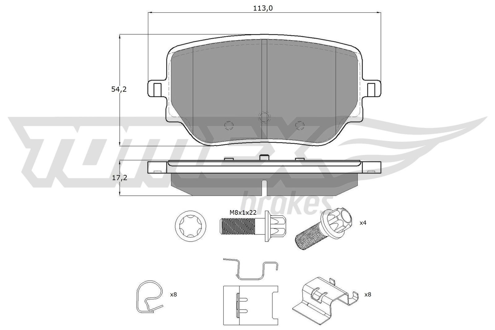 TOMEX brakes Piduriklotsid TX 19-49 Piduriklotsid TOMEX brakes Mercedes-Benz C-klass TX 19-49