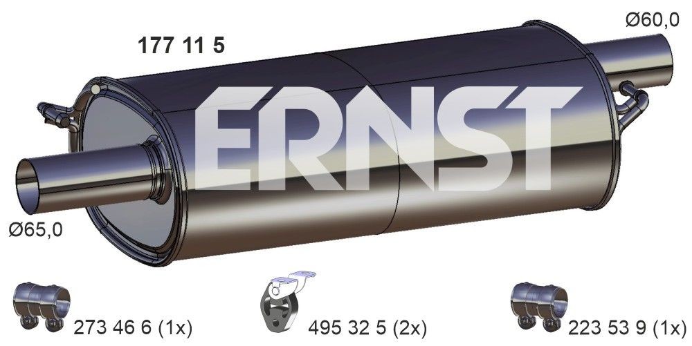 Marmitta centrale ERNST 177115 ERNST 177115 Silenziatore centrale Volkswagen MULTIVAN 2020