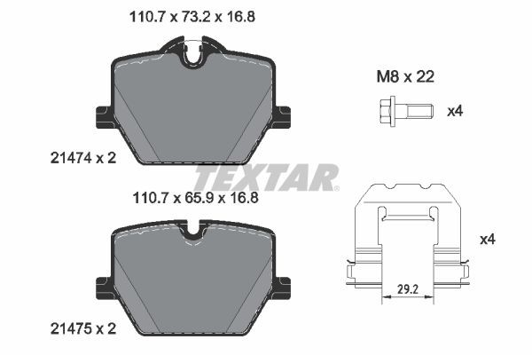TEXTAR Brake pad set 2147401 TOYOTA URBAN CRUISER TEXTAR brake pads 2147401
