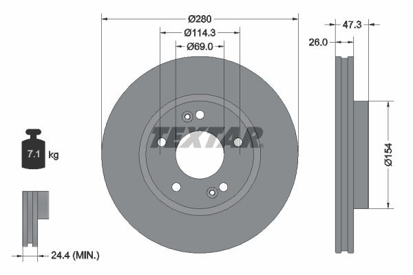 Bremžu diski TEXTAR 92133905 TEXTAR 92133905 Bremžu disks HYUNDAI SONATA 2012