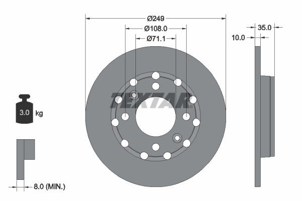 TEXTAR Piduriketas 92325803 92325803 Sport pidurikettad PEUGEOT 508 TEXTAR
