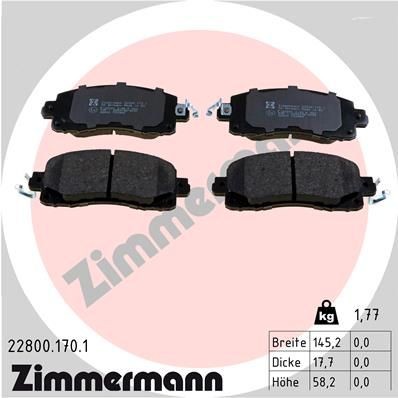 ZIMMERMANN Bremseklosser 22800.170.1 Bremsekloss-sett ZIMMERMANN VANILLE Buss 22800.170.1 billige