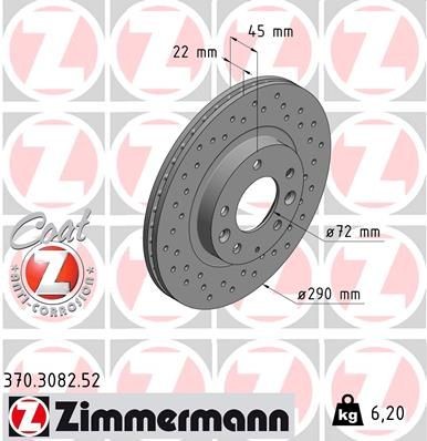 ZIMMERMANN Bromsskiva 370.3082.52 370.3082.52 ZIMMERMANN bromsskivor sport MAZDA 6
