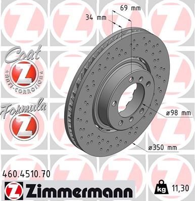 Bremseskive ZIMMERMANN 460.4510.70 ZIMMERMANN 460.4510.70: Skive Porsche 911 2020