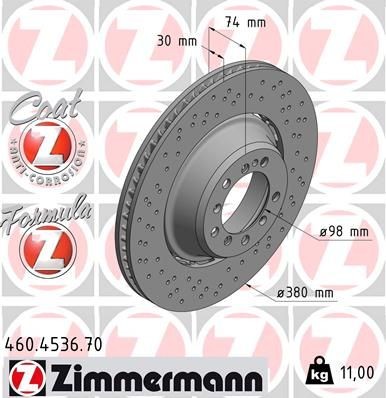 ZIMMERMANN Bremžu diski 460.4536.70 ZIMMERMANN 460.4536.70 Bremžu disks 911 Cabrio (992) cena