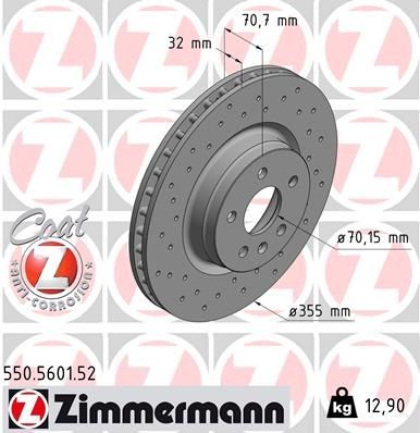 ZIMMERMANN Bromsskiva 550.5601.52 ZIMMERMANN 550.5601.52 Bromsskiva