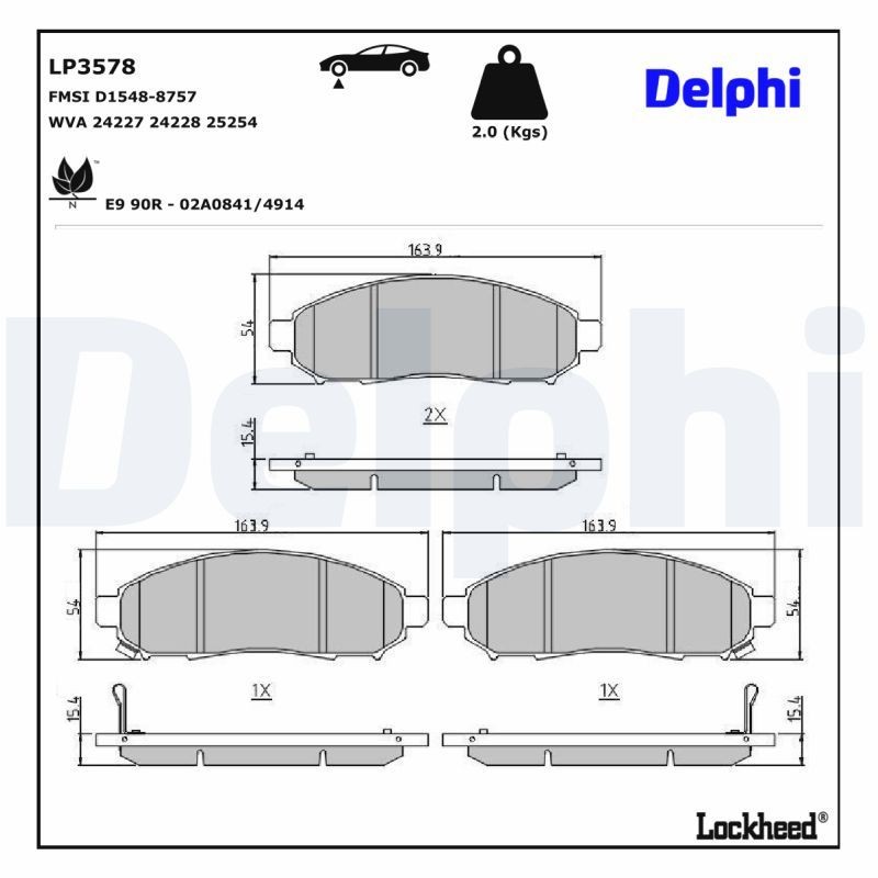 Bremseklosser DELPHI LP3578 DELPHI LP3578: Klosser Nissan NV200 2021