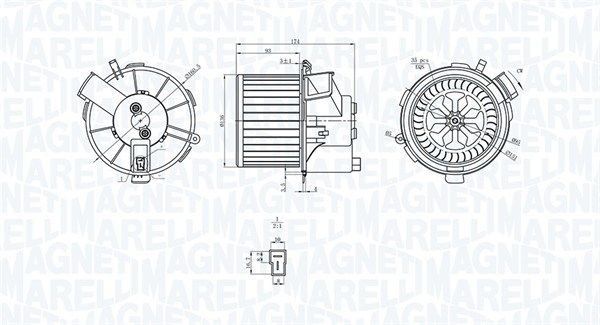 MAGNETI MARELLI El-motor, kabineblæser 069412200010 Kabineblæser MAGNETI MARELLI Citroën EVASION 069412200010