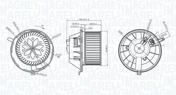 MAGNETI MARELLI Sähkömoottori, sisätilanpuhallin 069412229010 SEAT Lämmityslaitteen puhallinmoottori MAGNETI MARELLI 069412229010