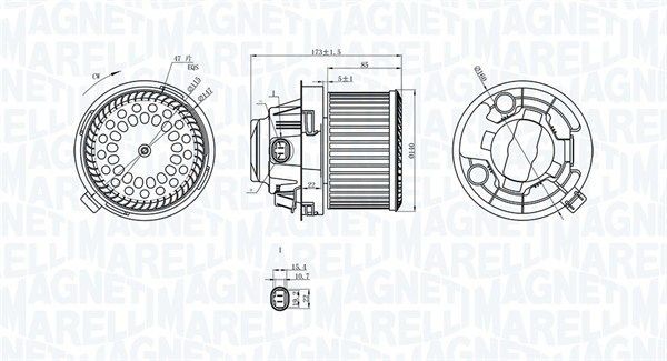El-motor, kabineblæser MAGNETI MARELLI 069412258010 MAGNETI MARELLI 069412258010: Blæsermotor Peugeot 207 2022