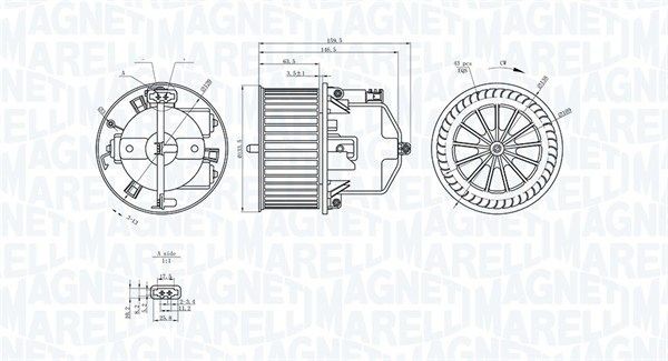 Elektromotor, kupévifte MAGNETI MARELLI 069412371010 MAGNETI MARELLI 069412371010 Varmevifte LAND ROVER DEFENDER 2024