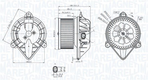 MAGNETI MARELLI Elektrisk motor, kupéfläkt 069412399010 MAGNETI MARELLI 069412399010 Kupéfläkt Renault Megane 1 Grandtour original