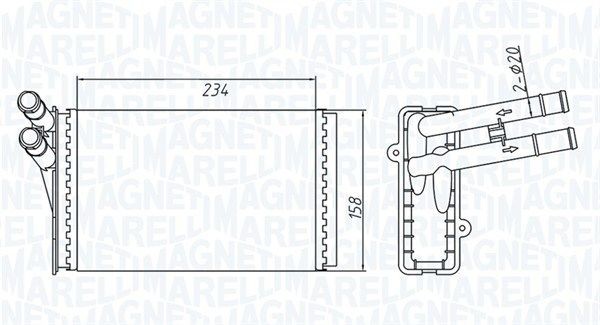 MAGNETI MARELLI Výmenník tepla vnútorného kúrenia 350218409000 350218409000 Výmenník tepla vnútorného kúrenia ALFA ROMEO GTV MAGNETI MARELLI