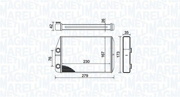 MAGNETI MARELLI Permutador de calor, aquecimento do habitáculo 350218443000 Radiador quente MAGNETI MARELLI Fiat PANDA 350218443000