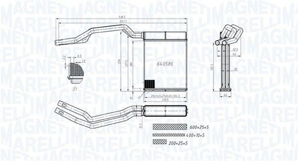 MAGNETI MARELLI Varmeapparat register 350218453000 Varmeveksler MAGNETI MARELLI Alfa Romeo 164 350218453000