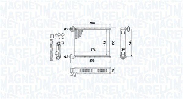 MAGNETI MARELLI Värmepaket 350218459000 350218459000 MAGNETI MARELLI värmeelement RENAULT MODUS