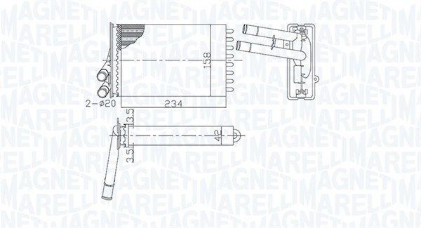 MAGNETI MARELLI Siltummainis, Salona apsilde 350218462000 MAGNETI MARELLI Salona apsildes radiators MG 350218462000