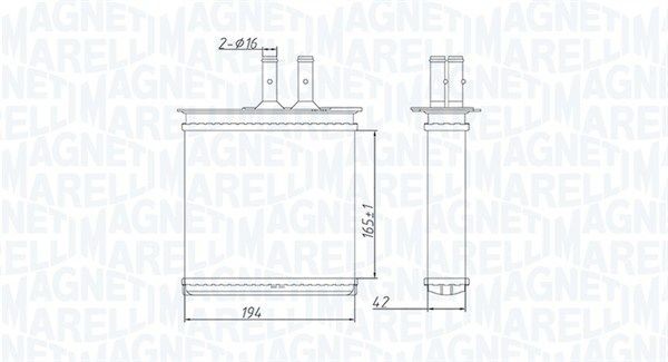 MAGNETI MARELLI Kachelradiateur, interieurverwarming 350218493000 Nissan 370 Z Voorverwarmer interieurverwarming MAGNETI MARELLI 350218493000