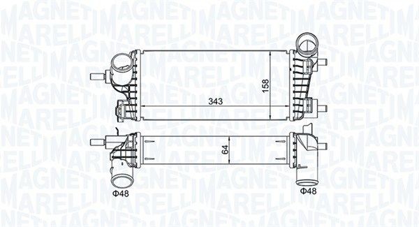 MAGNETI MARELLI Intercooler 351319205550 Échangeur air MAGNETI MARELLI TRANSIT CONNECT 351319205550 pas cher