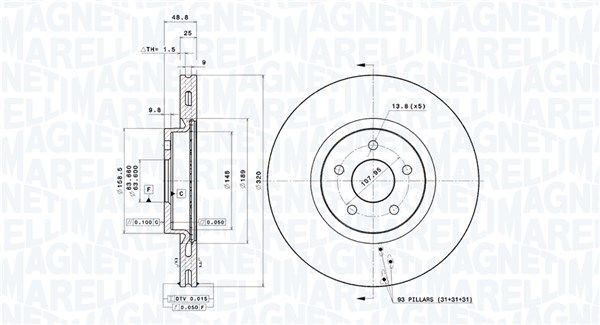 MAGNETI MARELLI Disco freno 360406156401 360406156401 costo Dischi freno FORD ESCORT MAGNETI MARELLI