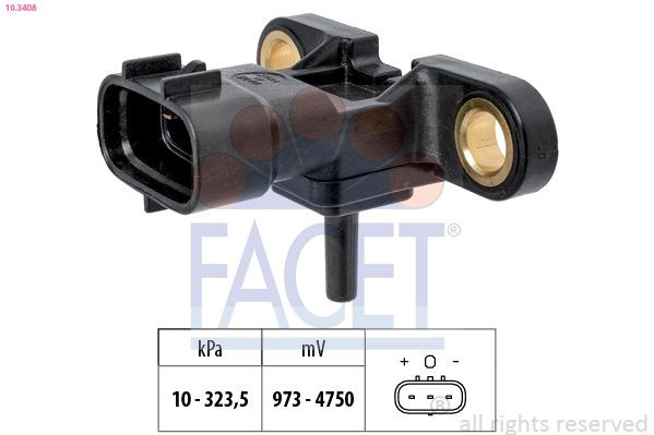 FACET Aισθητήρας, πίεση υπερπλήρωσης 10.3408 FACET 10.3408 Αισθητήρας πίεσης υπερπλήρωσης Yaris III Van (XP13) τιμες