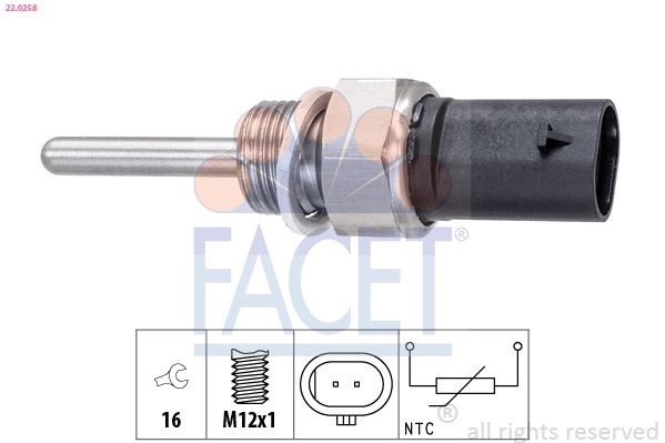 FACET Andur, heitgaasitemperatuur 22.0258 FACET 22.0258 Heitgaasi temperatuuri andur Mercedes A205 hind