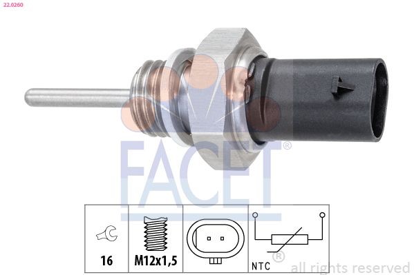 Avgastempgivare FACET 22.0260 FACET 22.0260: Avgastemperatursensor Jeep GRAND CHEROKEE 2015
