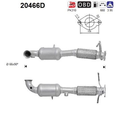 Katalysaattori AS 20466D AS 20466D FORD KUGA 2010 Katalysaattori