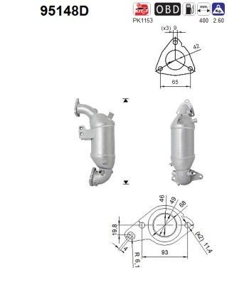 AS Catalisador 95148D AS 95148D Conversor catalítico Skoda FABIA originais