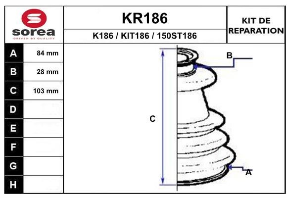 EAI Mansjettsett, drivaksel KR186 KR186 Drivakselmansjett MERCEDES-BENZ SL EAI