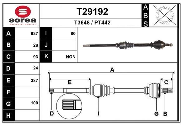 EAI Drive shaft T29192 T29192 EAI drive shaft for CITROЁN C25