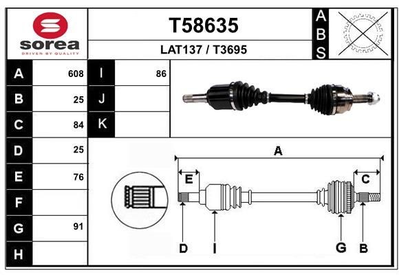 EAI Antriebswelle T58635 Gelenkwellen EAI BETA T58635 günstig