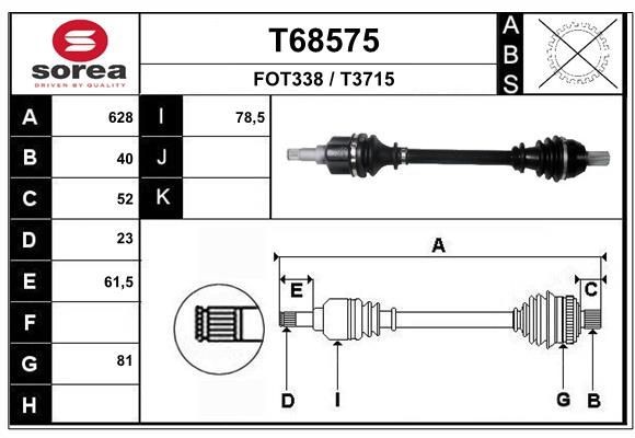 EAI Veio de transmissão T68575 Veio de transmissão EAI KA T68575 baratos