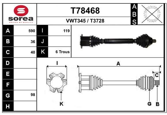 EAI Aandrijfas T78468 T78468 Aandrijfas EAI SKODA KAROQ
