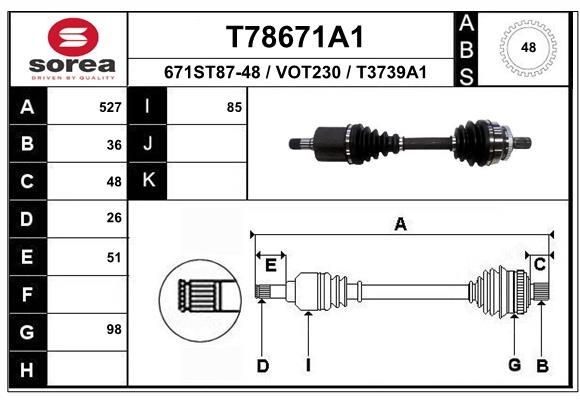 EAI Drivaxel T78671A1 T78671A1 EAI drivaxel VOLVO S80