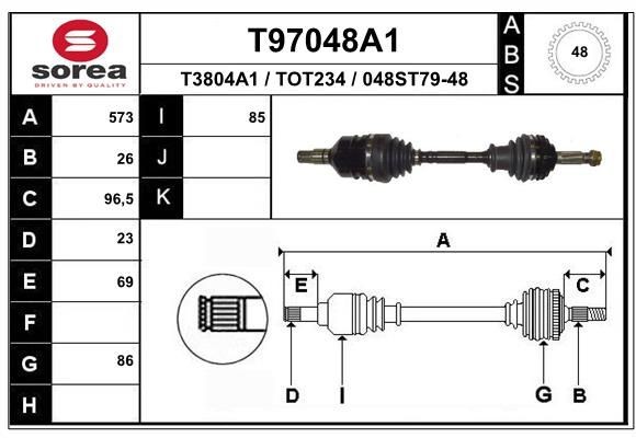 EAI Veovõll T97048A1 Veovõll EAI Toyota PRIUS T97048A1