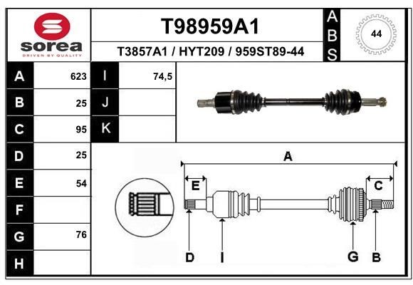 EAI Veio de transmissão T98959A1 EAI T98959A1 Semi eixo Hyundai Accent LC originais preço